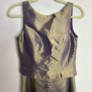 Vintage 90s Y2K JS Collections Purple and Gold Iridescent Dress 4 Prom Formal